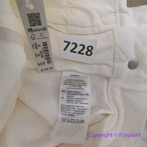 New! Madewell The Curvy Emmett Wide-Leg‎ Jean in Tile White, size 26 - Picture 15 of 16